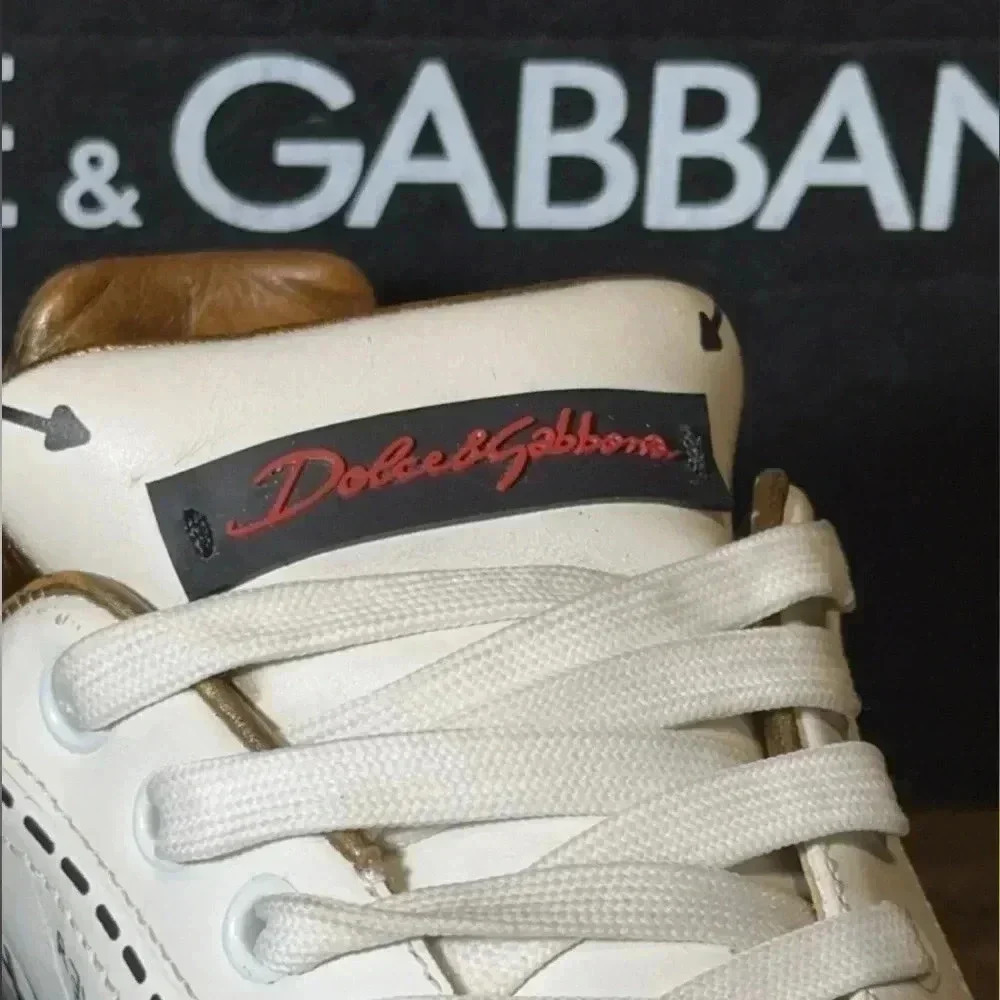Dolce & Gabbana DG Portofino Designer White Leather Sneakers/Shoes Size 40 - Picture 2 of 16